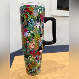 NEW Clementine Paper stainless steel tumblr cat kitty & floral 40oz insulated